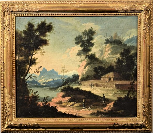 Paire de paysages vénitiens - Pietro Antonio Domenichini (1699-1743) - Tableaux et dessins Style Louis XV